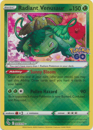 Pokémon GO - 004/078 - Radiant Venusaur (Radiant Holo)
