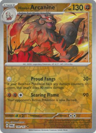 Karta Pokémon - Twilight Masquerade - 100/167 - Hisuian Arcanine (Reverse Holo)