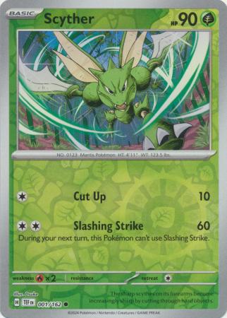 Karta Pokémon - Temporal Forces - 001/162 - Scyther (Reverse Holo)