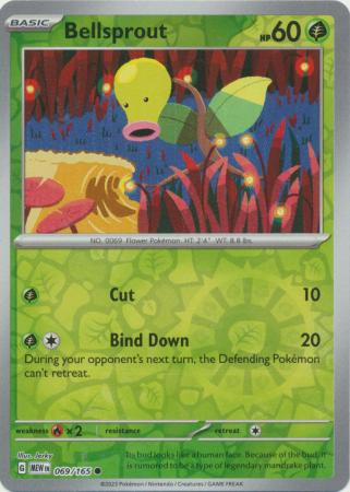 Karta Pokémon - 151 - 069/165 - Bellsprout (Reverse Holo)