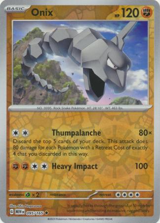 Karta Pokémon - 151 - 095/165 - Onix (Reverse Holo)