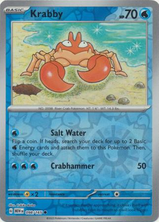 Karta Pokémon - 151 - 098/165 - Krabby (Reverse Holo)