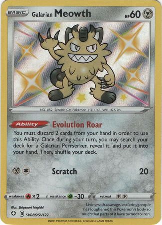 Karta Pokémon - Shining Fates - SV086/SV122 - Galarian Meowth