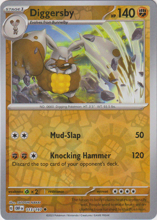 Karta Pokémon - Obsidian Flames - 113/197 - Diggersby (Reverse Holo)