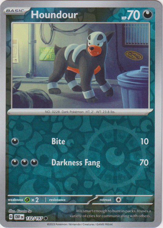 Karta Pokémon - Obsidian Flames - 132/197 - Houndour (Reverse Holo)