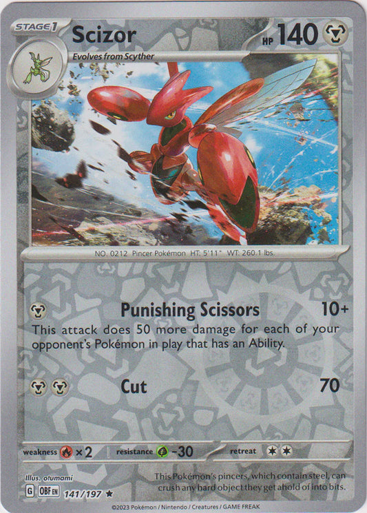 Karta Pokémon - Obsidian Flames - 141/197 - Scizor (Reverse Holo)