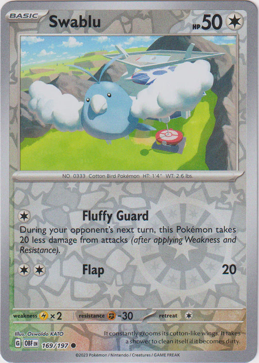 Karta Pokémon - Obsidian Flames - 169/197 - Swablu (Reverse Holo)