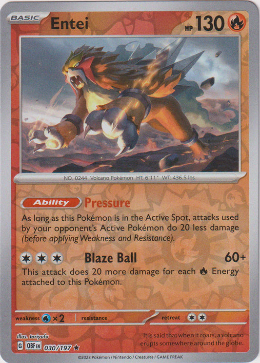 Karta Pokémon - Obsidian Flames - 030/197 - Entei (Reverse Holo)