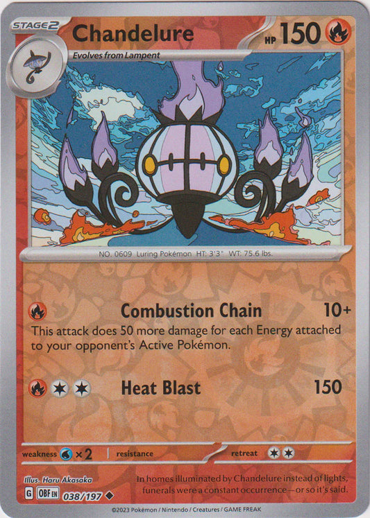 Karta Pokémon - Obsidian Flames - 038/197 - Chandelure (Reverse Holo)