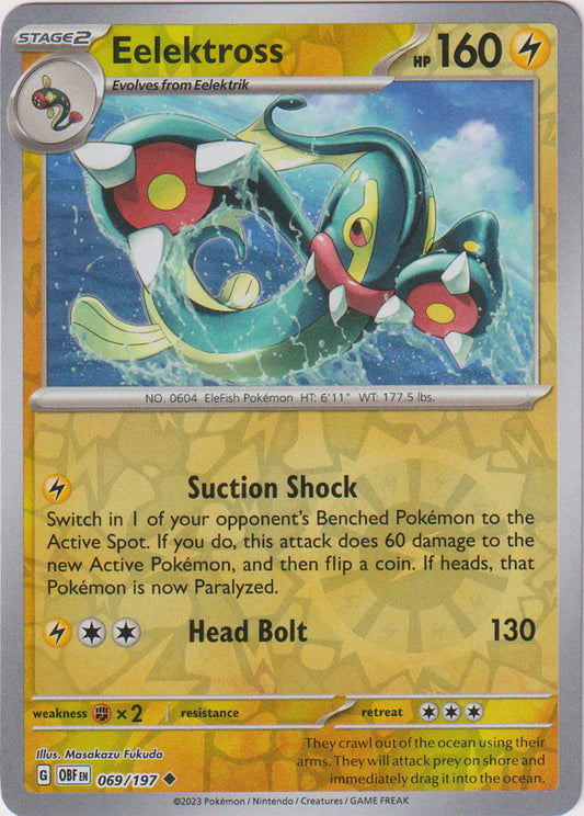 Karta Pokémon - Obsidian Flames - 069/197 - Eelektross (Reverse Holo)