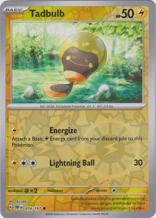 Karta Pokémon - Obsidian Flames - 074/197 - Tadbulb (Reverse Holo)