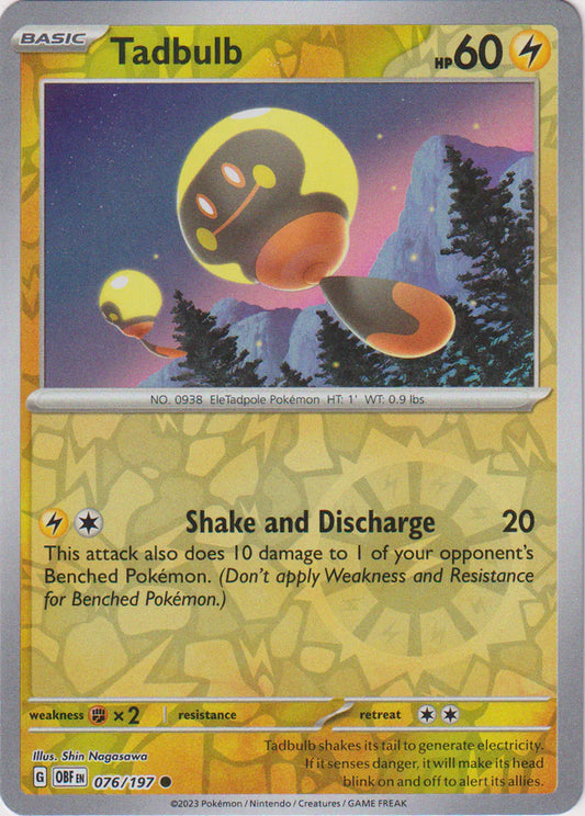 Karta Pokémon - Obsidian Flames - 076/197 - Tadbulb (Reverse Holo)