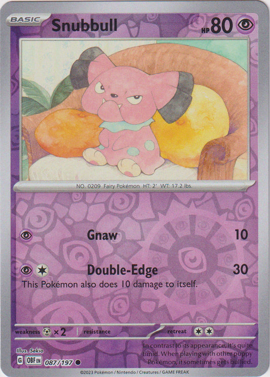Karta Pokémon - Obsidian Flames - 087/197 - Snubbull (Reverse Holo)