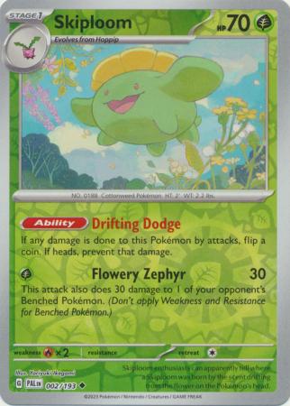 Karta Pokémon - Paldea Evolved - 002/193 - Skiploom (Reverse Holo)