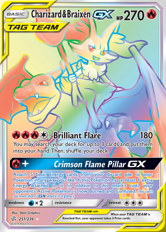 Cosmic Eclipse - 251/236 - Charizard & Braixen GX (Tag Team)