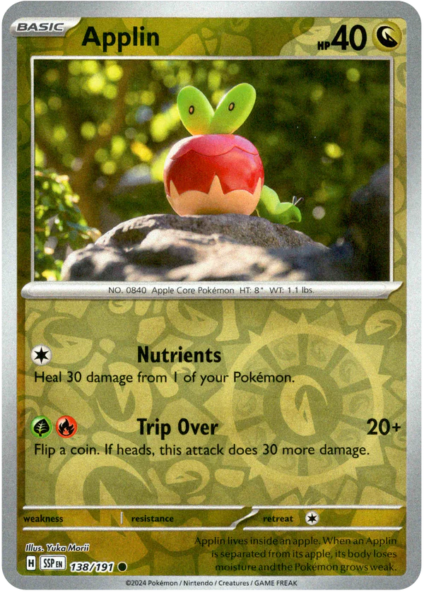 Karta Pokémon - Surging Sparks - 138/191 - Applin (Reverse Holo)