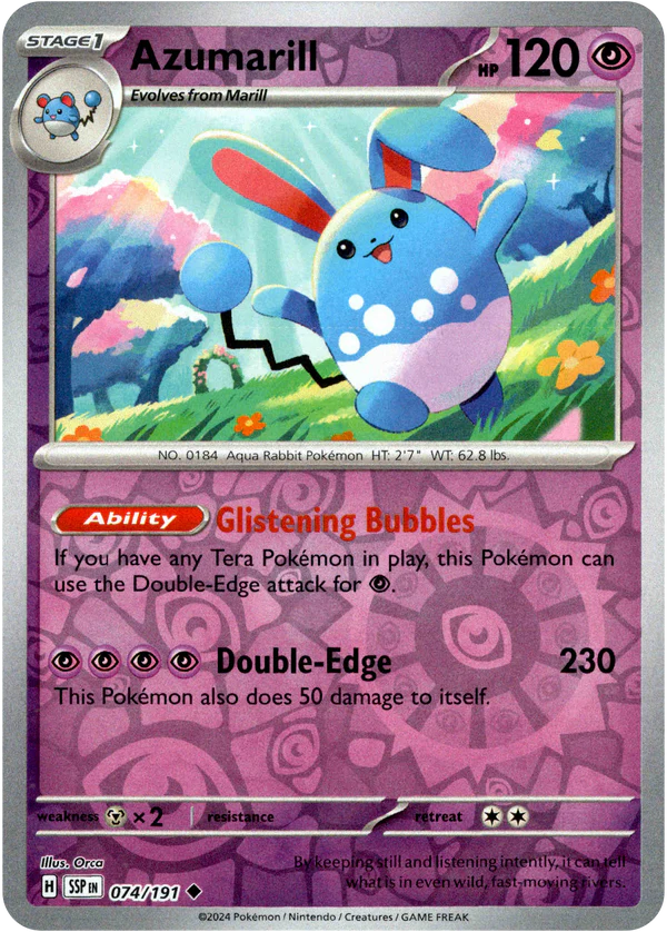 Karta Pokémon - Surging Sparks - 074/191 - Azumarill (Reverse Holo)