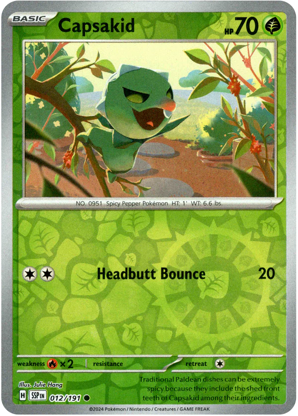 Karta Pokémon - Surging Sparks - 012/191 - Capsakid (Reverse Holo)