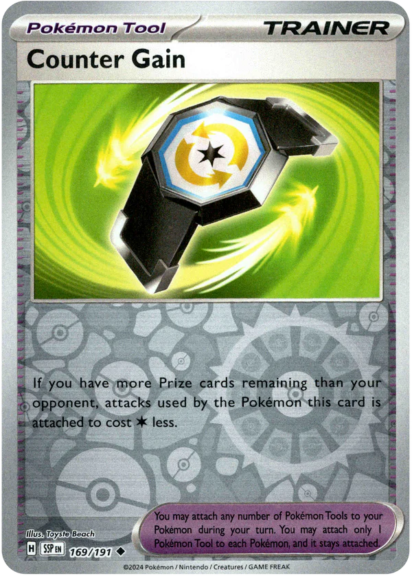Karta Pokémon - Surging Sparks - 169/191 - Counter Gain (Reverse Holo)