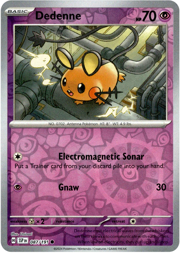 Karta Pokémon - Surging Sparks - 087/191 - Dedenne (Reverse Holo)
