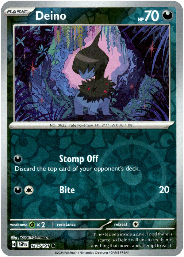 Karta Pokémon - Surging Sparks - 117/191 - Deino (Reverse Holo)