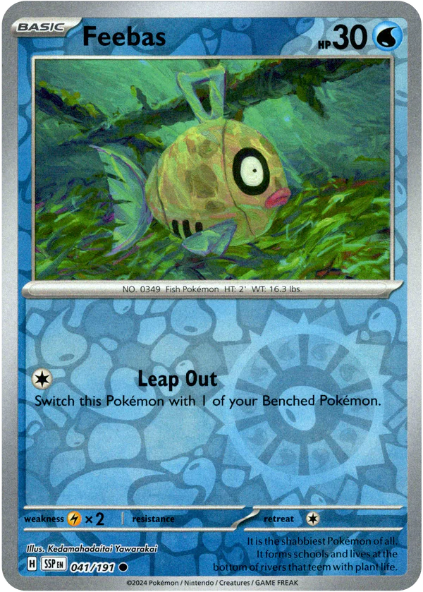 Karta Pokémon - Surging Sparks - 041/191 - Feebas (Reverse Holo)