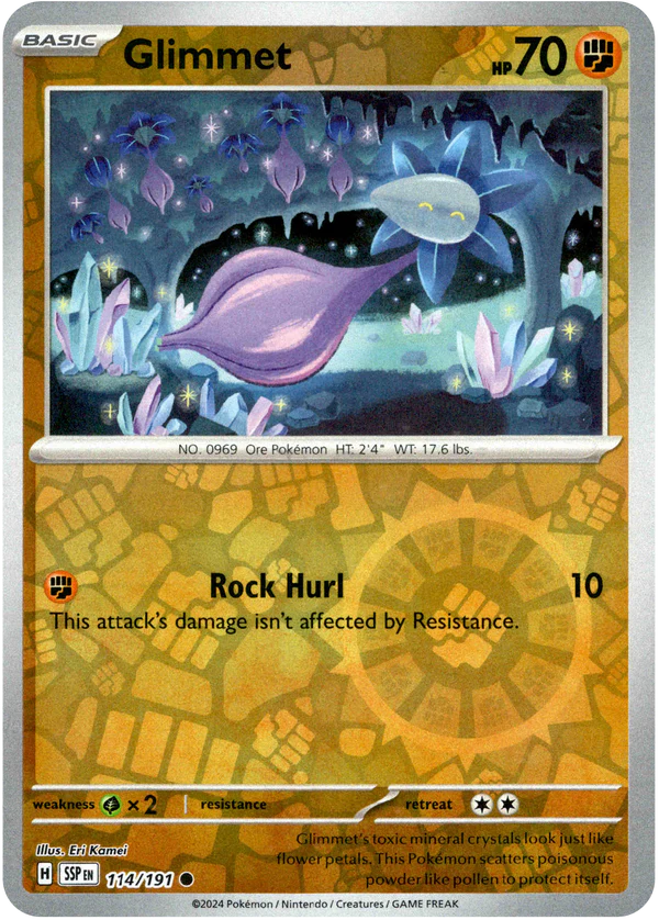 Karta Pokémon - Surging Sparks - 114/191 - Glimmet (Reverse Holo)