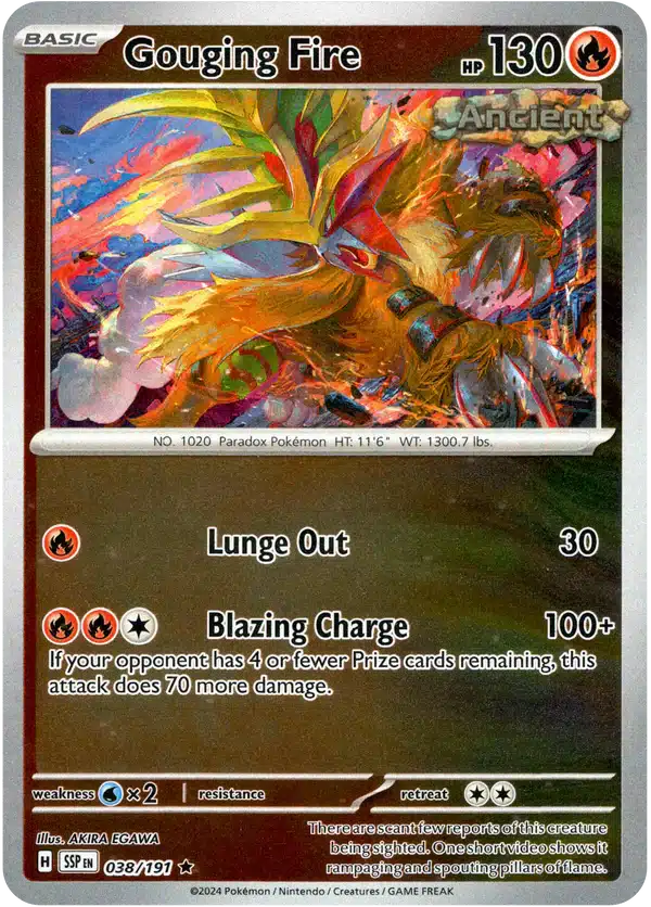 Karta Pokémon - Surging Sparks - 038/191 - Gouging Fire (Reverse Holo)