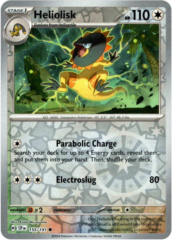 Karta Pokémon - Surging Sparks - 155/191 - Heliolisk (Reverse Holo)