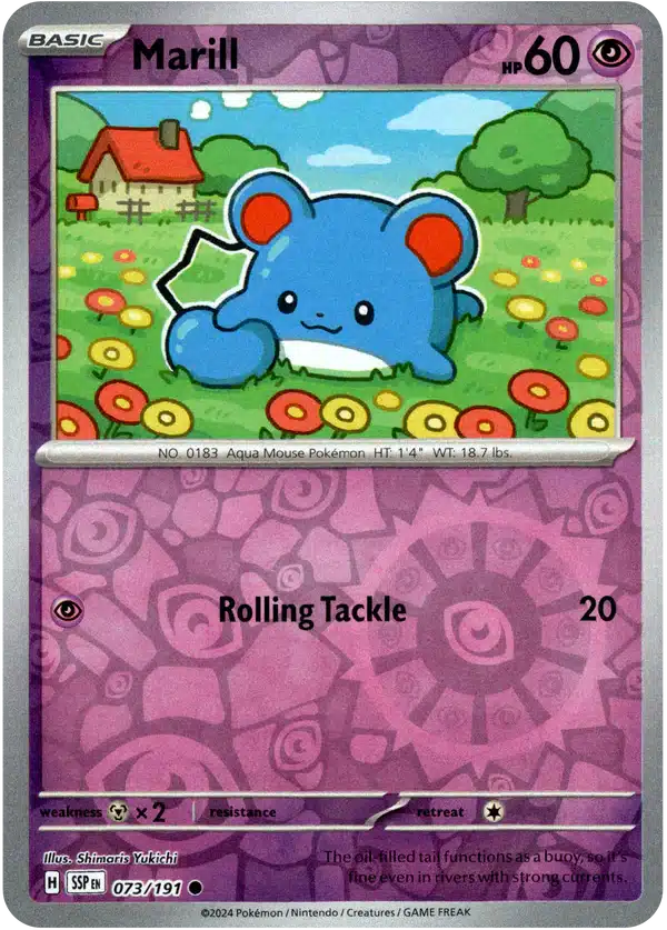 Karta Pokémon - Surging Sparks - 073/191 - Marill (Reverse Holo)