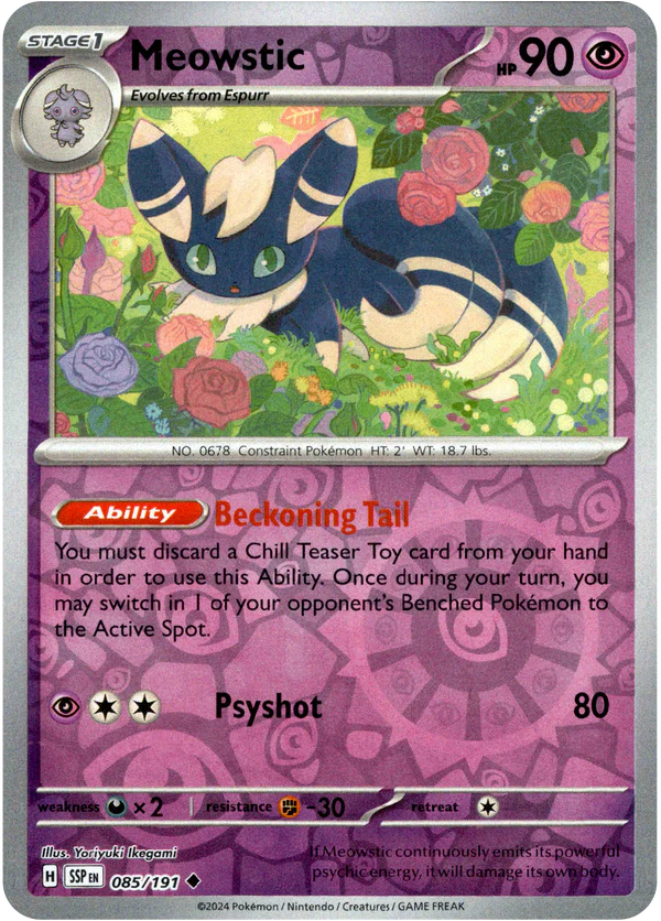 Karta Pokémon - Surging Sparks - 085/191 - Meowstic (Reverse Holo)