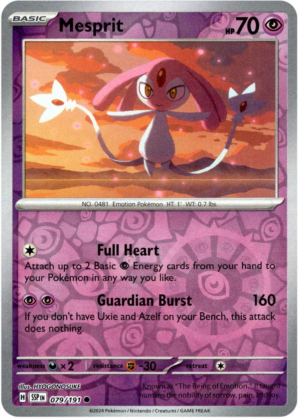 Karta Pokémon - Surging Sparks - 079/191 - Mesprit (Reverse Holo)
