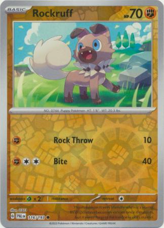 Karta Pokémon - Paldea Evolved - 116/193 - Rockruff (Reverse Holo)