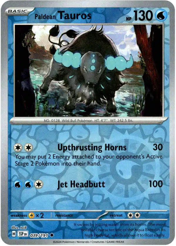 Karta Pokémon - Surging Sparks - 039/191 - Paldean Tauros (Reverse Holo)