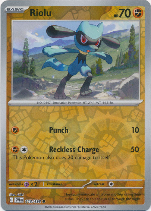 Karta Pokémon - Scarlet & Violet - 113/198 - Riolu (Reverse Holo)