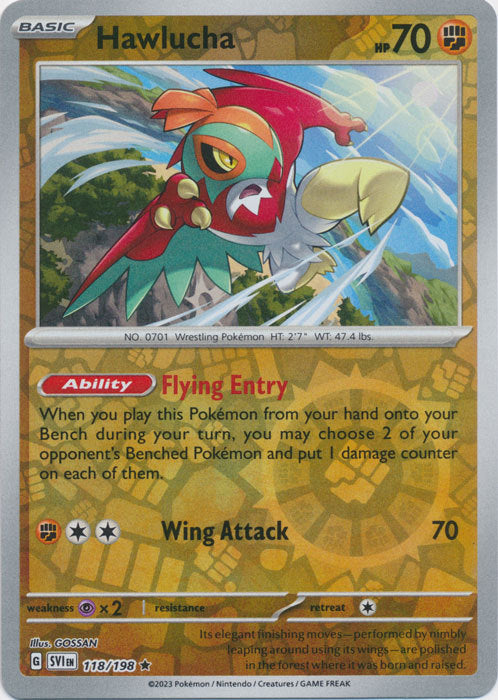Karta Pokémon - Scarlet & Violet - 118/198 - Hawlucha (Reverse Holo)