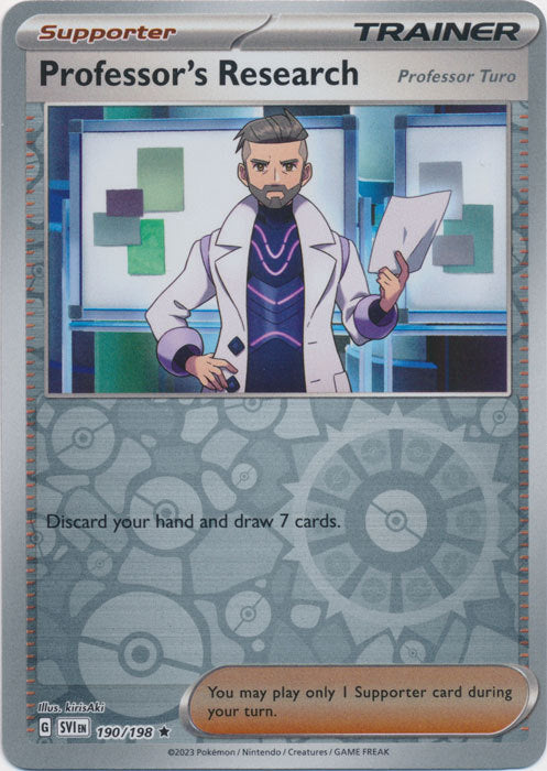 Karta Pokémon - Scarlet & Violet - 190/198 - Professor's Research (Professor Turo) (Reverse Holo)