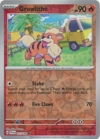 Karta Pokémon - Scarlet & Violet - 031/198 - Growlithe (Reverse Holo)