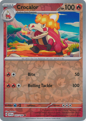 Karta Pokémon - Scarlet & Violet - 037/198 - Crocalor (Reverse Holo)