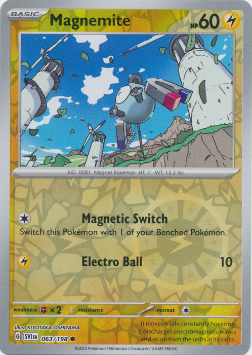 Karta Pokémon - Scarlet & Violet - 063/198 - Magnemite (Reverse Holo)