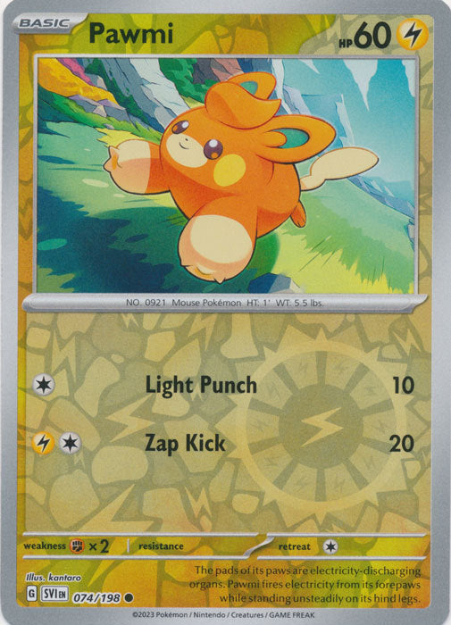 Karta Pokémon - Scarlet & Violet - 074/198 - Pawmi (Reverse Holo)