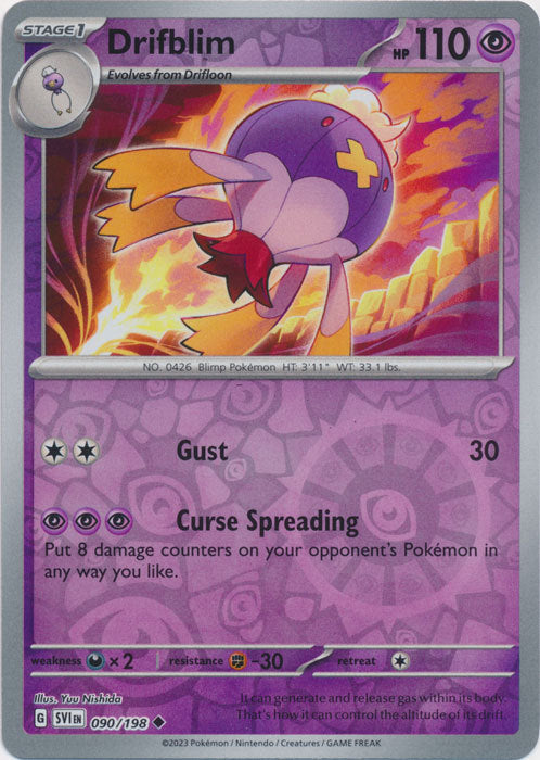 Karta Pokémon - Scarlet & Violet - 090/198 - Drifblim (Reverse Holo)