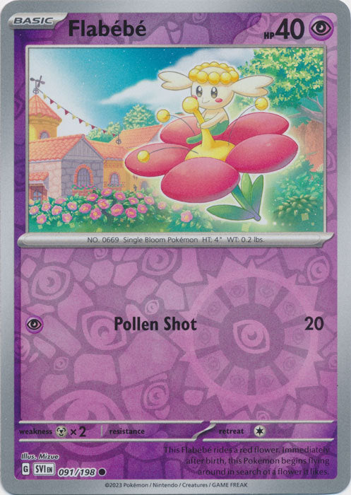Karta Pokémon - Scarlet & Violet - 091/198 - Flabébé (Reverse Holo)