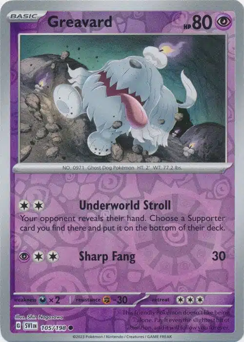 Karta Pokémon - Scarlet & Violet - 105/198 - Greavard (Reverse Holo)