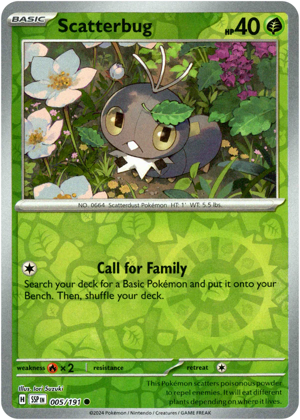 Karta Pokémon - Surging Sparks - 005/191 - Scatterbug (Reverse Holo)