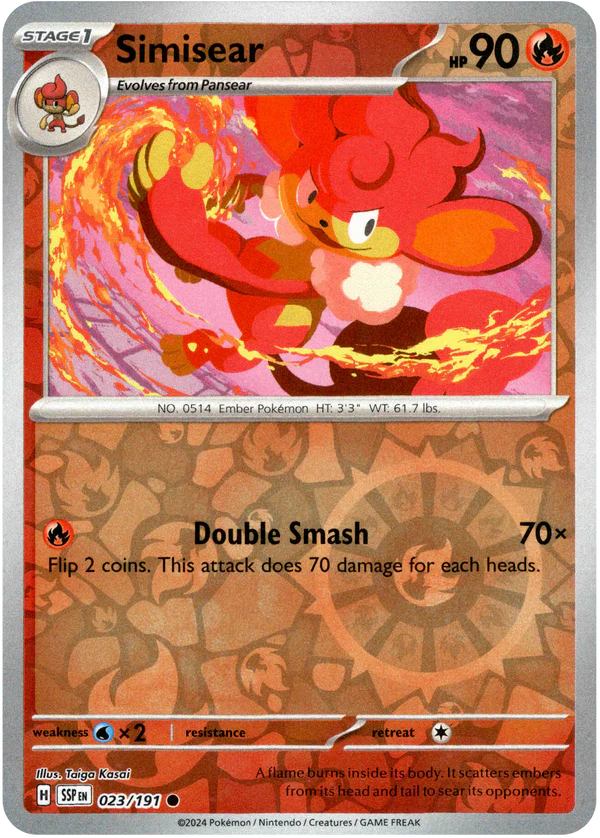 Karta Pokémon - Surging Sparks - 023/191 - Simisear (Reverse Holo)