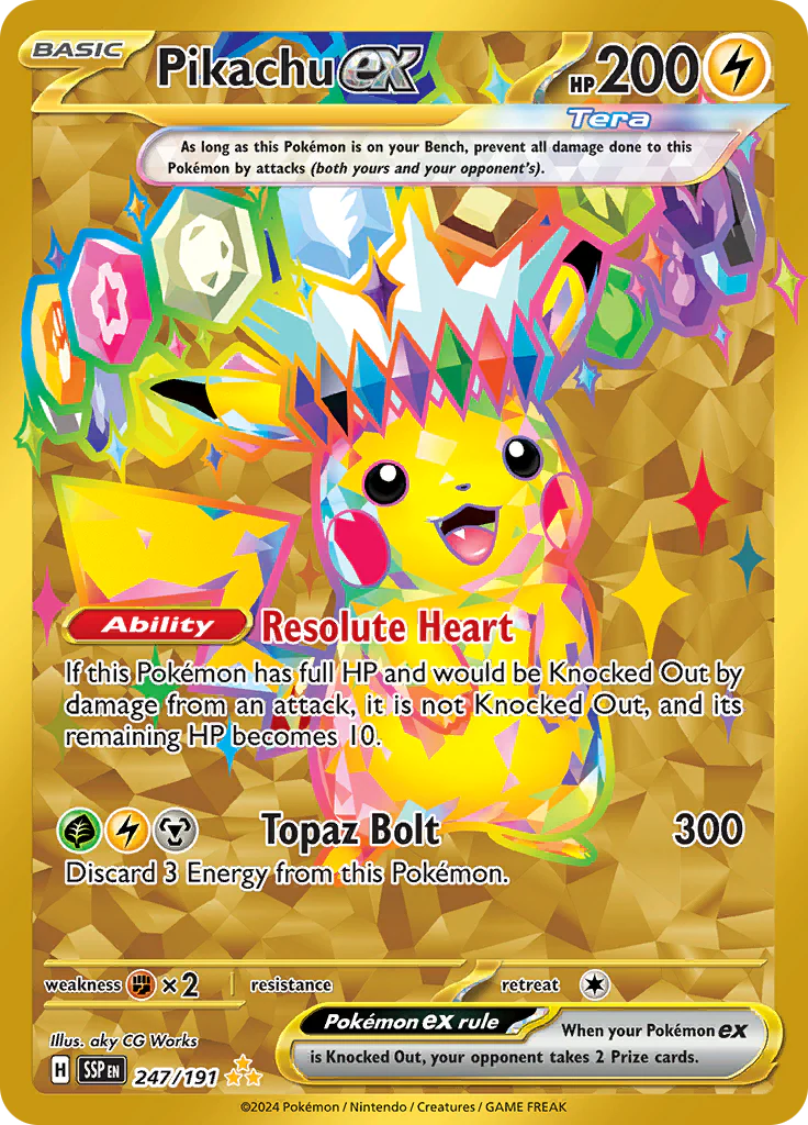 Karta Pokémon - Surging Sparks - 247/191 - Pikachu ex (złota