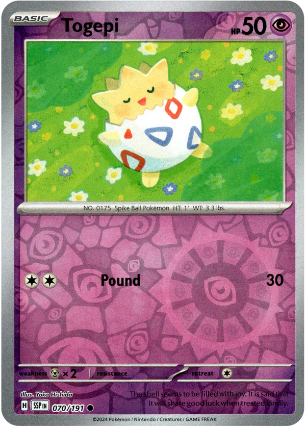Karta Pokémon - Surging Sparks - 070/191 - Togepi (Reverse Holo)