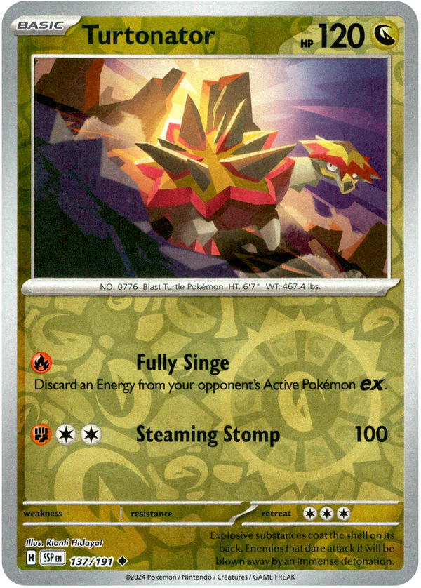 Karta Pokémon - Surging Sparks - 137/191 - Turtonator (Reverse Holo)