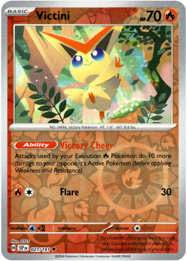 Karta Pokémon - Surging Sparks - 021/191 - Victini (Reverse Holo)